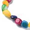 Dyed Natural Shell Nugget Beaded Stretch Bracelet for Women BJEW-JB09383-01-2