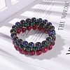 Natural Tiger Eye Round Beads Stretch Bracelets Set BJEW-JB07289-2