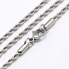 Tarnish Resistant Trendy Men's 304 Stainless Steel Rope Chain Necklaces NJEW-M072-B-02-1