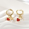 Heart Brass ABS Imitation Pearl Hoop Earrings EJEW-M077-18G-1