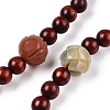 Blood Sandalwood & Verawood Round Beaded Stretch Bracelet BJEW-B080-19-5