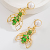 Alloy Enamel & Plastic Pearl Stud Dangle Earrings WGC160B-01-1