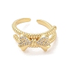 Bowknot Brass Micro Pave Clear Cubic Zirconia Open Cuff Rings RJEW-S417-06G-2