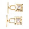 Brass Pave Clear Cubic Zirconia Toggle Clasps KK-E068-VC182-2