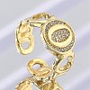 Brass Micro Pave Clear Cubic Zirconia Open Cuff Rings for Women RJEW-K289-02G-O-1