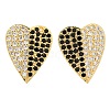 Brass Pave Cubic Zirconia Stud Earrings EJEW-M088-02G-1