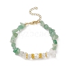 Natural Gemstone Chips & Shell Pearl & Glass Beaded Bracelet for Women BJEW-JB08990-4