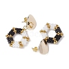 Glass Hexagon Stud Earrings EJEW-MZ00306-4