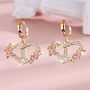 Heart Brass Micro Pave Clear Cubic Zirconia Hoop Earrings FS-WGD5D87-09-1