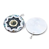 Natural Black Lip Shell & Paua Shell & White Shell & Yellow Shell Eye Pendants KK-C135-02P-2