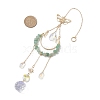 Natural Green Aventurine Chip Wire Wrapped Brass Moon & Butterfly Pendant Decorations HJEW-TA00268-3