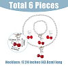 FIBLOOM 2 Set 2 Color Resin Cherry Pendant Necklace & Charm Bracelet & Dangle Stud Earrings SJEW-FI0001-18-2