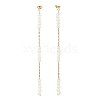 Natural Pearl Beaded Long Chain Dangle Stud Earrings EJEW-JE04932-2