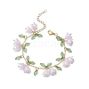 Flower Leaf Shell Pearl & Acrylic Charm Bracelets BJEW-TA00535-01-1