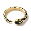 Rack Plating Snake Brass Micro Pave Cubic Zirconia Cuff Ring RJEW-C107-01G-2