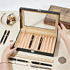 Black PU Leather Pen Organizer Boxes with Clear Glass Visible Window Lid CON-WH0107-129A-3