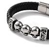 Men's Braided Black PU Leather Cord Bracelets BJEW-K243-18AS-2