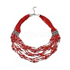 Bohemia Style Glass Seed Bead Multi-strand Necklaces NJEW-H063-01P-04-2