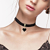 Alloy Enamel Heart Pendant Black Velvet Choker Necklaces for Women NJEW-WH20014-01B-6