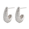 Rack Plating Teardrop Brass Stud Earrings EJEW-N055-25A-P-RS-1