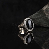 Oval Natural Black Agate Finger Rings PW-WG03CB0-02-3