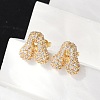 Brass Micro Pave Clear Cubic Zirconia Stud Earrings EJEW-Z091-04G-4