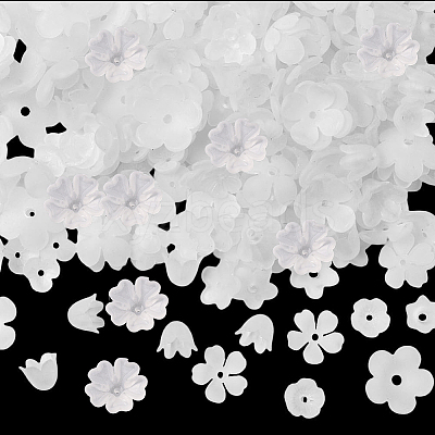 600Pcs 10 Styles Acrylic Bead Caps OACR-SC0002-37-1