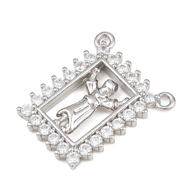 Brass Micro Pave Clear Cubic Zirconia Pendants KK-CBA6A75-48B-P-1