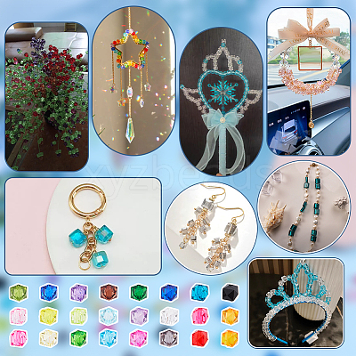 24 Colors Transparent Acrylic Beads TACR-PH0001-94-1