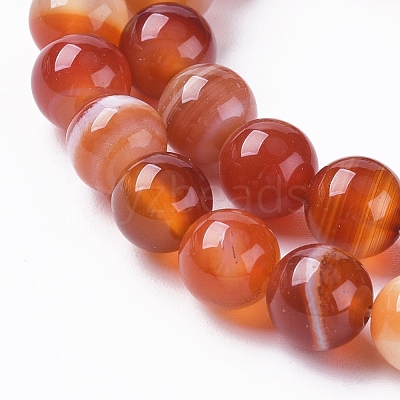 Natural Striped Agate/Banded Agate Beads Strands G-G582-6mm-59-1