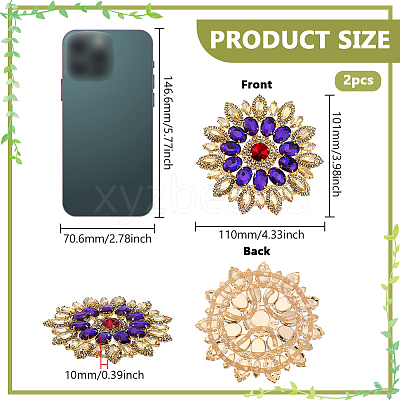 2Pcs Alloy Glass Rhinestone Cabochons FIND-FG0004-83G-1