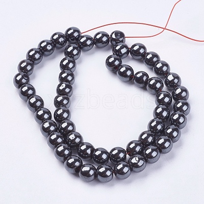 Non-magnetic Synthetic Hematite Bead Strands X-G-R193-19-8mm-1