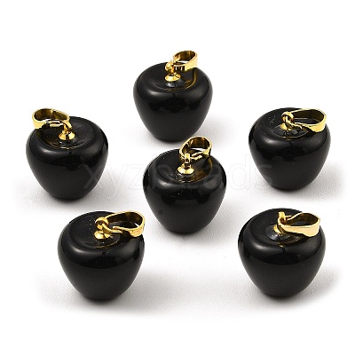 Natural Obsidian Teacher Apple Charms G-Z022-02J-G-1