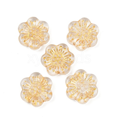Baking Paint and Golden Metal Enlaced Glass Beads DGLA-T004-09M-1