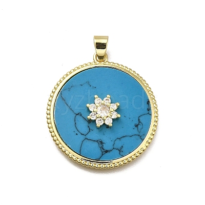 Brass Micro Pave Cubic Zirconia Pendants KK-C090-07G-1