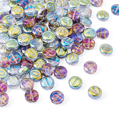 100Pcs 5 Styles Transparent Electroplated UV Plating Glass Beads GLAA-TA0003-19C-1