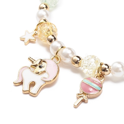 Colorful Alloy Enamel Cute Charms Bracelet BJEW-JB08661-04-1