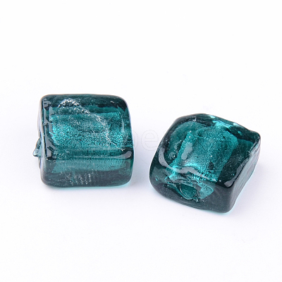 Handmade Silver Foil Lampwork Beads FOIL-S006-12x12mm-04-1