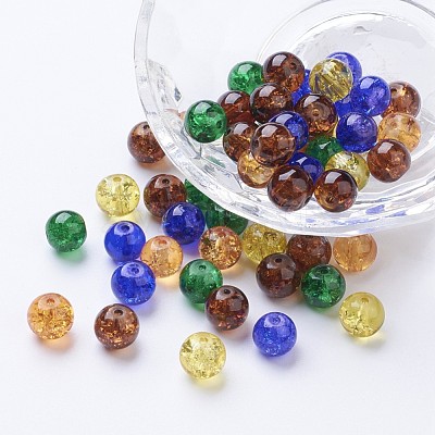 Baking Paint Crackle Glass Beads DGLA-X0006-8mm-07-1
