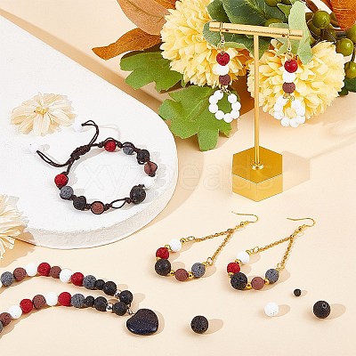 Natural Lava Rock Gemstone Round Bead Strands G-R285-4mm-06-1