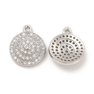 Brass Micro Pave Clear Cubic Zirconia Pendants KK-E071-16P-1