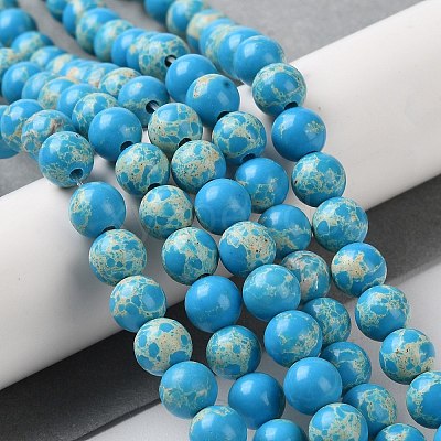 Synthetic Imperial Jasper Dyed Beads Strands G-D077-A01-01J-1