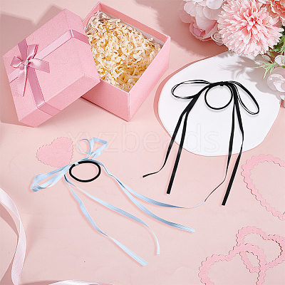 4Pcs 4 Colors Satin Hair Ties OHAR-GO0001-15-1