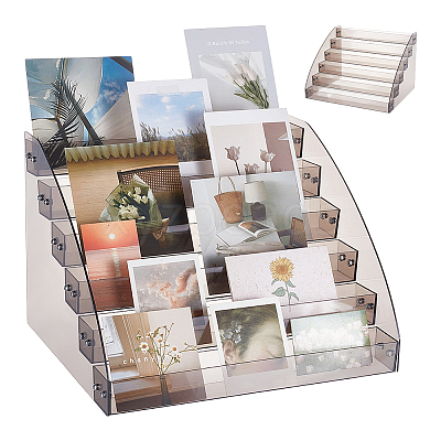 6-Tier Transparent PS Plastic Nail Polish Bottle Organizer Display Riser Stands ODIS-WH0043-254B-1