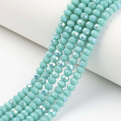 Electroplate Opaque Solid Color Glass Beads Strands EGLA-A034-P8mm-L15-1