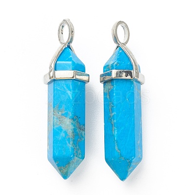 Natural Howlite Pointed Pendants G-M378-01P-A19-1