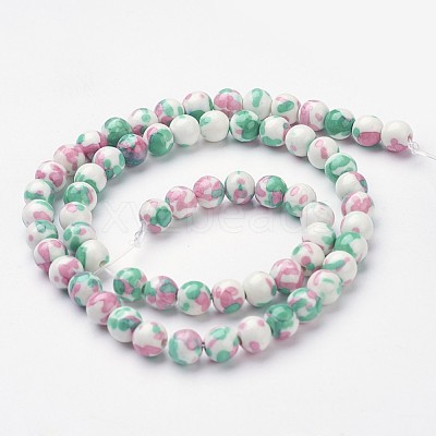 Synthetic Ocean White Jade Bead Strands G-J350-8mm-06-1