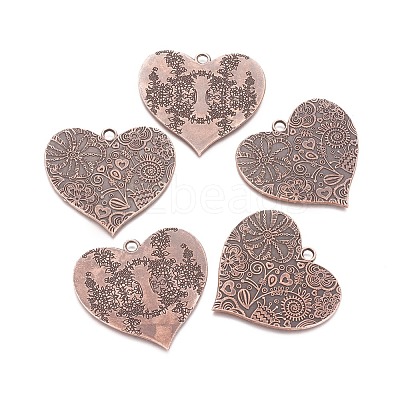 Tibetan Style Carved Flower Heart Alloy Big Pendants PALLOY-J564-14R-NF-1