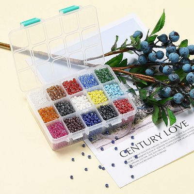 375G 15 Colors Glass Seed Beads SEED-JP0004-04-4mm-1