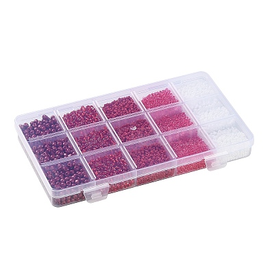 DIY 15 Grids ABS Plastic & Glass Seed Beads Jewelry Making Finding Beads Kits DIY-G119-02B-1